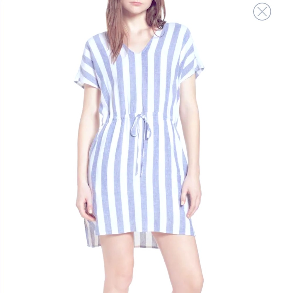 Rails Wren Pacifica Stripe Dress, Sz Large, Blue & White stripes, Rayon & Linen